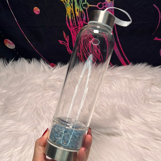 Aquamarine Glass Water Bottle