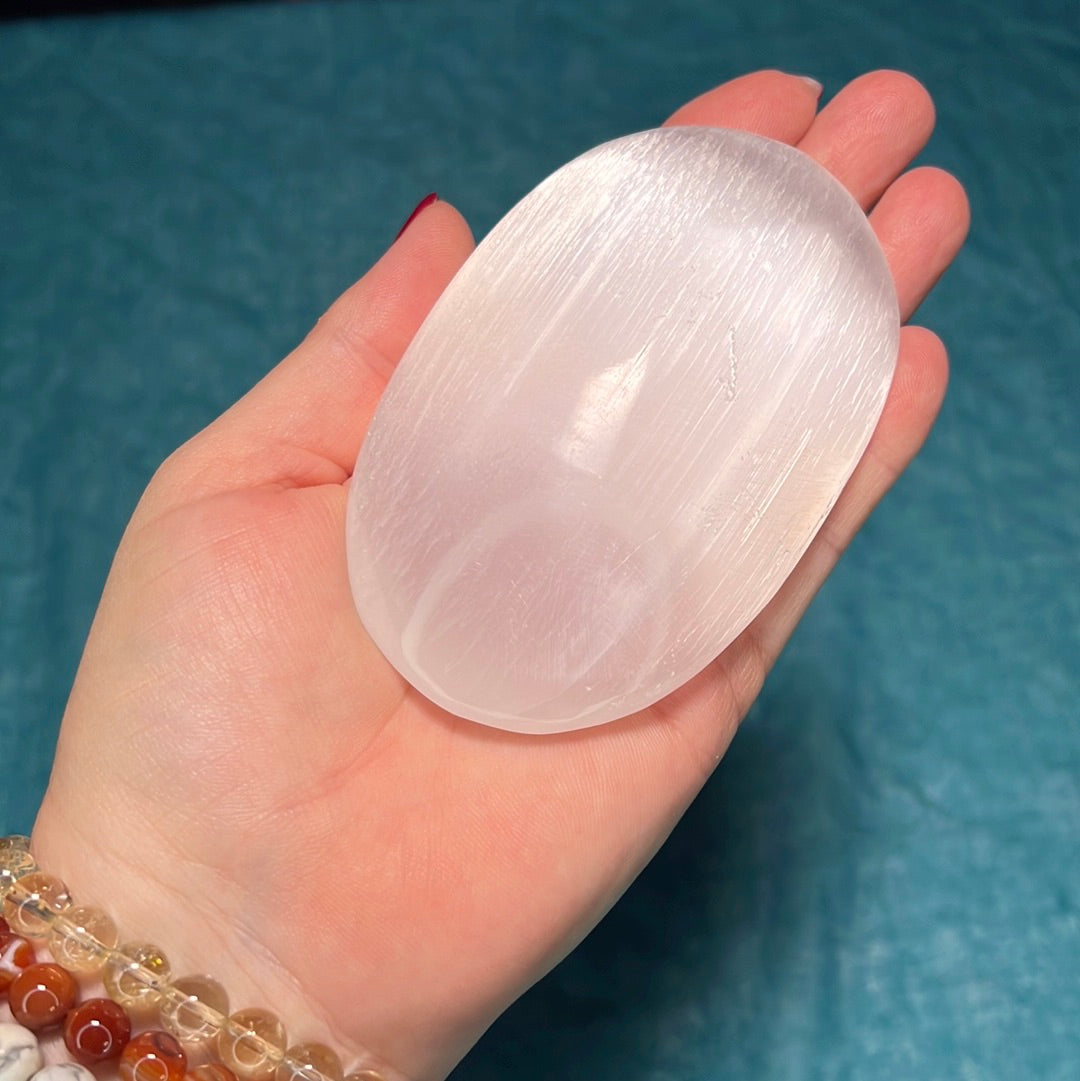 Selenite Large Palm Stone