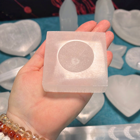 Selenite Square Sphere Holder