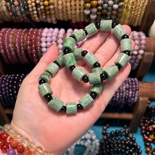 Dark Jade Tube Bead Bracelet