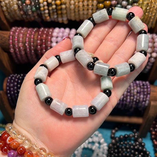 Light Jade Tube Bead Bracelet